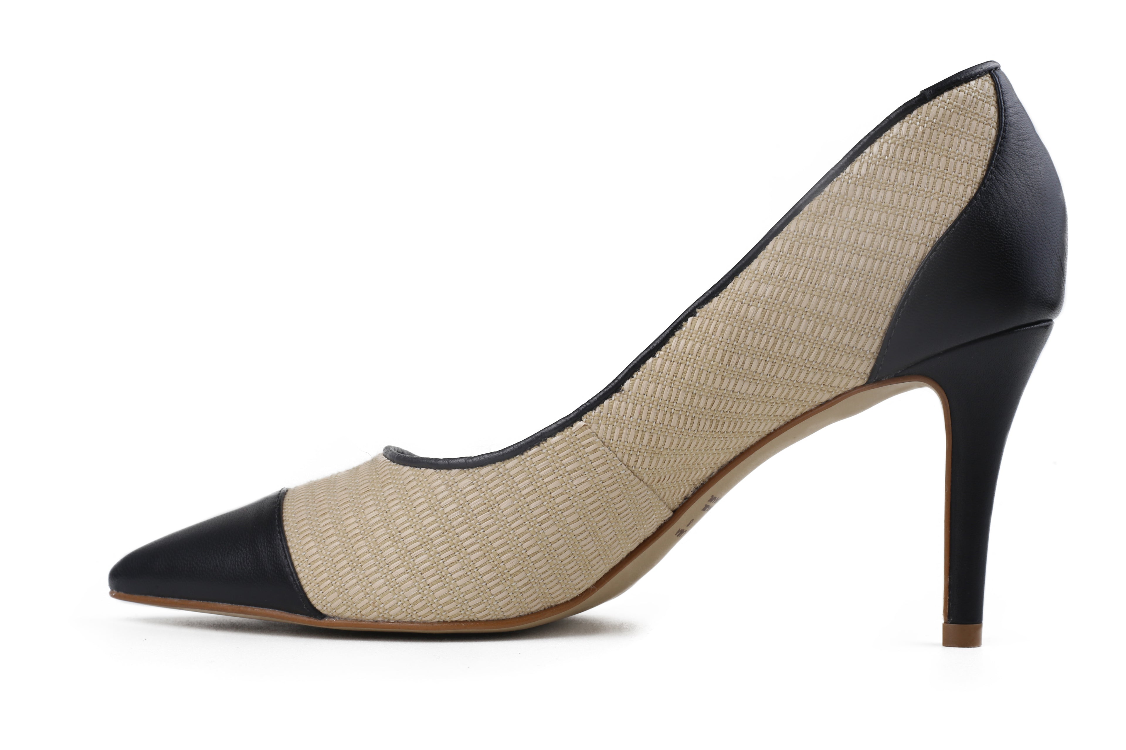 Sapato Cristina Salto Médio Creme E Preto