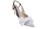 Slingback Beta Salto Médio Preto e Branco