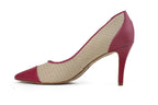 Sapato Cristina Salto Médio Creme E Rosa