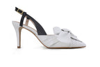 Slingback Beta Salto Médio Preto e Branco