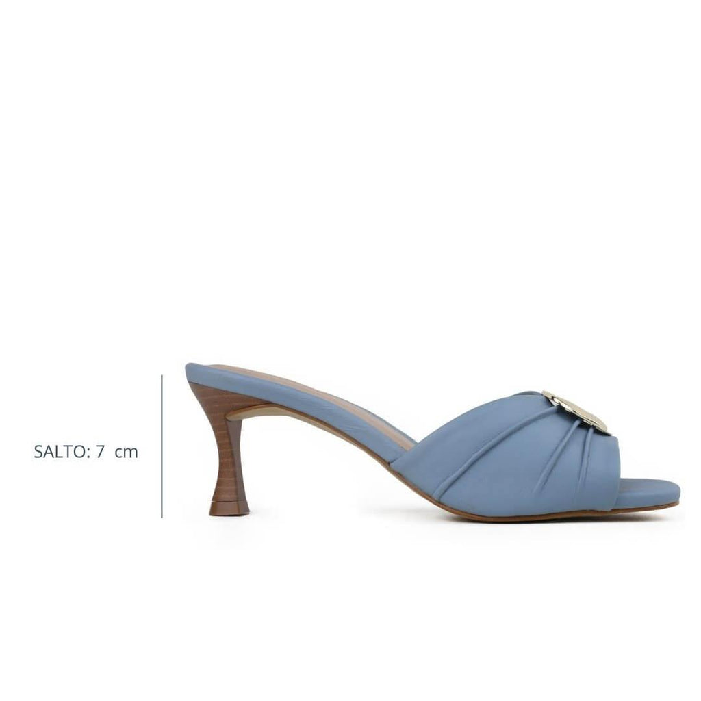 Tamanco Maria Salto Baixo Azul